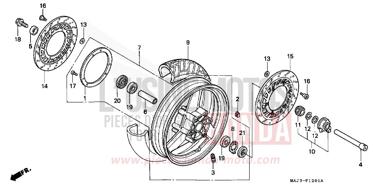 ROUE AVANT (ST1100A) de Pan-European ABS PEARL ATLANTIS BLUE (B142D) 1995